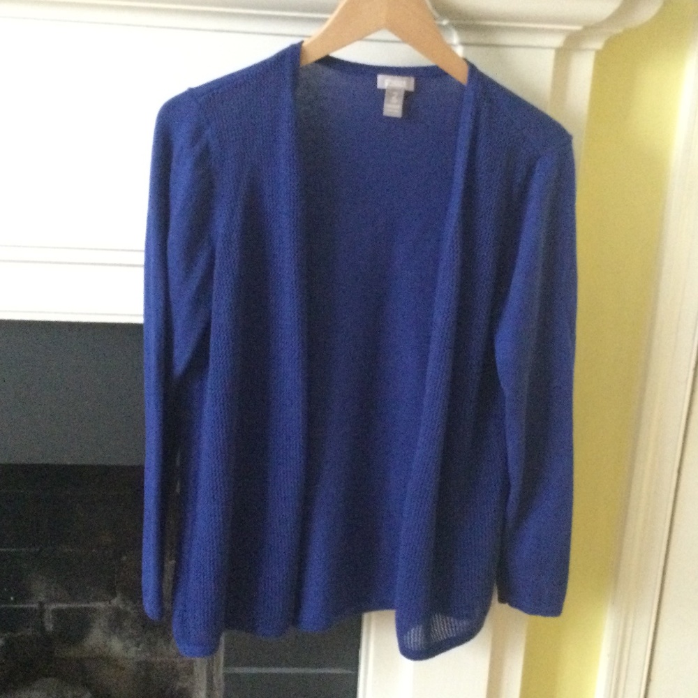 Chico's Open Weave Front Long Cardigan Royal Blue - Size Chico's 2 (12)
